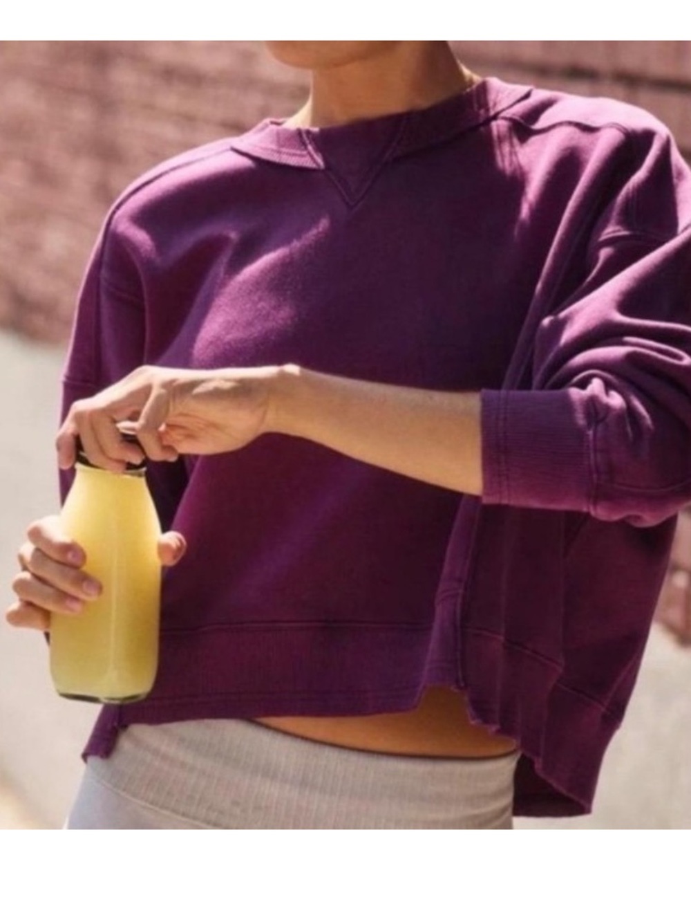 Free People Movement Intercept Pullover Purple Cropped Sweatshirt Large